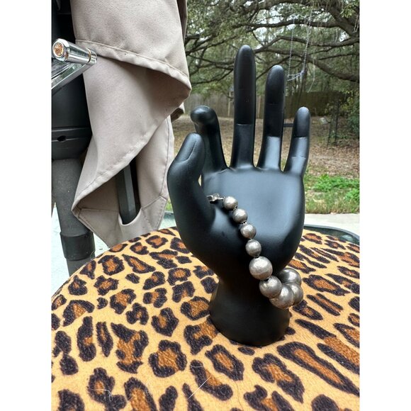 VTG Taxco Sterling Silver Chunky bench Bead Ball Bracelet Box Clasp Mexico 31g - Picture 11 of 16